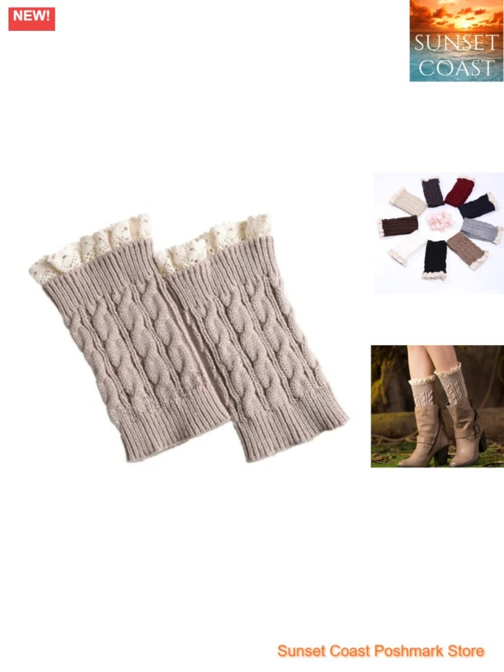Crochet Knitted Leg Warmers Lace Top Winter Boot Cuffs Short